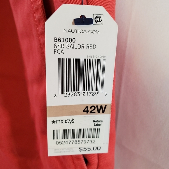 Nautica Men's Sailor Red Flat Front Classic Fit Deck Shorts 42W NWT - Picture 7 of 9